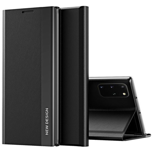 Xiaomi Redmi Note 8T, Oldalra nyíló tok, stand, Wooze Silver Line, fekete