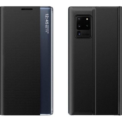 Huawei P40, Oldalra nyíló tok, stand, hívás mutatóval, vékony csíkban, Wooze Look Inside, fekete