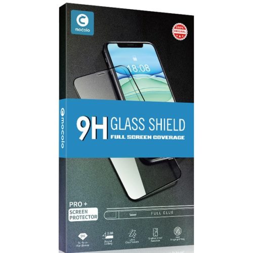 Samsung Galaxy A01 SM-A015F, Kijelzővédő fólia, ütésálló fólia (az íves részre is!), Tempered Glass (edzett üveg), Full Glue, Mocolo, fekete