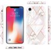 Apple iPhone 11 Pro Max, Szilikon tok, sokszöges márvány minta, Wooze Geometric Marble, színes/fehér