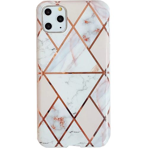 Apple iPhone 7 Plus / 8 Plus, Szilikon tok, sokszöges márvány minta, Wooze Geometric Marble, színes/fehér