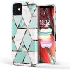 Huawei P20, Szilikon tok, sokszöges márvány minta, Wooze Geometric Marble, színes/zöld