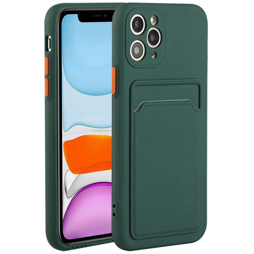 Xiaomi Redmi 9T, Szilikon tok, kártyatartóval, Wooze Card Slot, sötétzöld