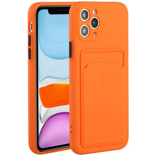 Xiaomi Redmi Note 11 / Note 11S, Szilikon tok, kártyatartóval, Wooze Card Slot, narancssárga