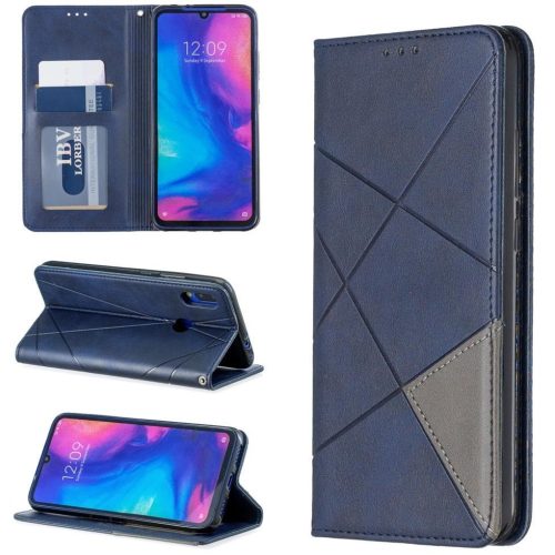 Xiaomi Poco X3 GT, Oldalra nyíló tok, stand, geometria minta, Wooze DesignBook, kék