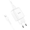 Hálózati töltő adapter, 10W, USB aljzat, Lightning kábellel, Hoco N2 Vigour, fehér