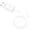 Hálózati töltő adapter, 10W, USB aljzat, Lightning kábellel, Hoco N2 Vigour, fehér