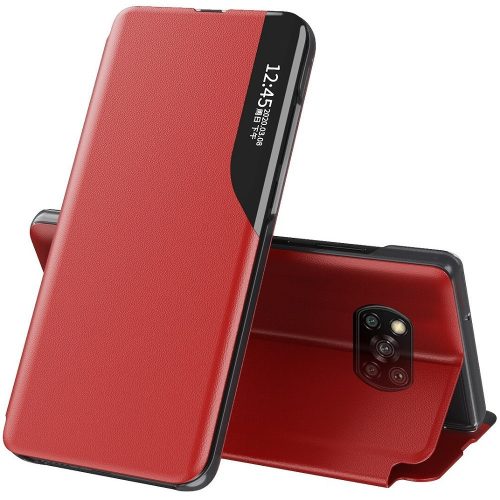 Xiaomi Redmi 10A, Oldalra nyíló tok, stand, hívás mutatóval, Wooze FashionBook, piros