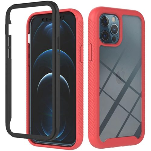 Huawei Honor Magic 4 Lite / X9 4G / X9 5G / X30, Szilikon hátlap és műanyag előlapi tok, elő- és hátlapi üveggel, közepsen ütésálló, Wooze Power Case, fekete/piros