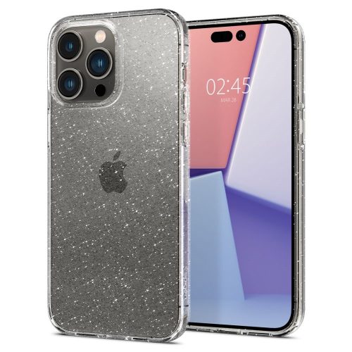 Apple iPhone 14 Pro, Szilikon tok, Spigen Liquid Crystal Glitter, átlátszó