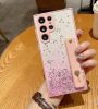 Huawei P30 Lite, Szilikon tok, közepesen ütésálló, kézpánttal, színátmenetes, csillogó minta, Wooze Strap Star, mintás/rózsaszín