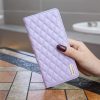 Xiaomi Redmi 10A, Oldalra nyíló tok, stand, kártyatartóval, 3D rombusz minta, Wooze Pillow, lila