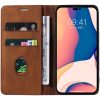 Samsung Galaxy A32 5G SM-A326B, Oldalra nyíló tok, stand, kártyatartóval, kézpánttal, Wooze Business Plus, barna