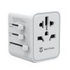 Hálózati töltő adapter + átalakító, USA / EU / AUS / UK, 12W, USB aljzat, USB Type-C aljzat, Tactical PTP Travel, fehér