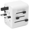 Hálózati töltő adapter + átalakító, USA / EU / AUS / UK, 12W, USB aljzat, USB Type-C aljzat, Tactical PTP Travel, fehér