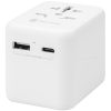 Hálózati töltő adapter + átalakító, USA / EU / AUS / UK, 12W, USB aljzat, USB Type-C aljzat, Tactical PTP Travel, fehér