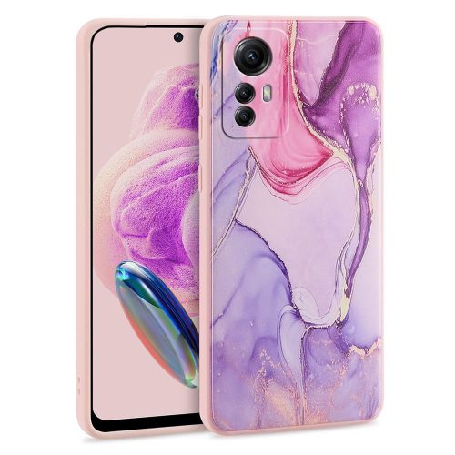 Xiaomi Redmi Note 12S, Szilikon tok, márvány minta, TP Mood, lila