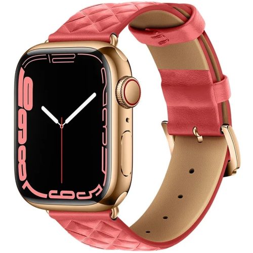 Apple Watch 1-6, SE (42 / 44 mm) / Watch 7-8 (45 mm) / Watch Ultra (49 mm), bőr pótszíj, gyémánt minta, Hoco WA18, rózsaszín