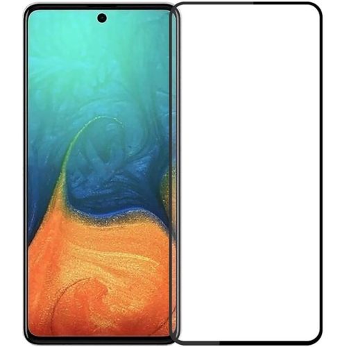 Samsung Galaxy A71 / M51 SM-A715F / M515F, Kijelzővédő fólia, ütésálló fólia (az íves részre is!), Tempered Glass (edzett üveg), fekete