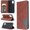 Samsung Galaxy A11 / M11 SM-A115F / M115F, Oldalra nyíló tok, stand, geometria minta, Wooze DesignBook, barna