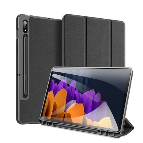 Samsung Galaxy Tab S7 Plus 12.4 / Tab S7 FE 12.4 / Tab S8 Plus 12.4, mappa tok, Trifold, S Pen tartóval, Dux Ducis Domo, fekete