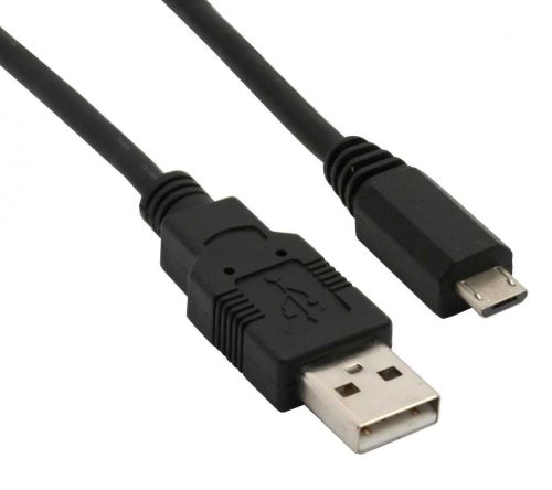 Adatkábel, Micro USB, 1 méter, fekete