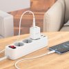 Hálózati töltő adapter, 20W, USB aljzat, USB Type-C aljzat, USB Type-C - USB Type-C kábellel, gyorstöltés, PD, QC 3.0, Borofone BN7, fehér