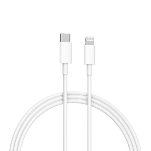 USB Type-C töltő- és adatkábel, Lightning, 100 cm, 3000 mA, gyorstöltés, MFI engedélyes, Xiaomi, fehér, gyári