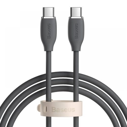 USB Type-C töltő- és adatkábel, USB Type-C, 200 cm, 5000 mA, 100W, gyorstöltés, Baseus Jelly Liquid Silica Gel, CAGD030101, fekete