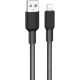 USB töltő- és adatkábel, Lightning, 100 cm, 2400 mA, törésgátlóval, gyorstöltés, cipőfűző minta, Hoco X69 Jaeger, fekete/fehér