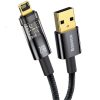 USB töltő- és adatkábel, Lightning, 100 cm, 2400 mA, gyorstöltés, cipőfűző minta, Baseus Explorer, CATS000401, fekete