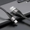 USB töltő- és adatkábel, USB Type-C, 100 cm, 3000 mA, törésgátlóval, gyorstöltés, PD, cipőfűző minta, Hoco X57 Blessing, fekete