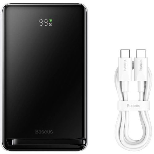 Külső akkumulátor, 10000 mAh, 20W, Telefonhoz és TabletPC-hez, USB Type-C aljzat, USB Type-C kábel, LED kijelző, Magsafe kompatibilis töltővel, gyorstöltés, Baseus Magnetic, PPCX000202, fehér