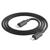 USB Type-C töltő- és adatkábel, USB Type-C, 100 cm, 3000 mA, 60W, törésgátlóval, gyorstöltés, PD, QC, cipőfűző minta, Hoco X94 Leader, fekete