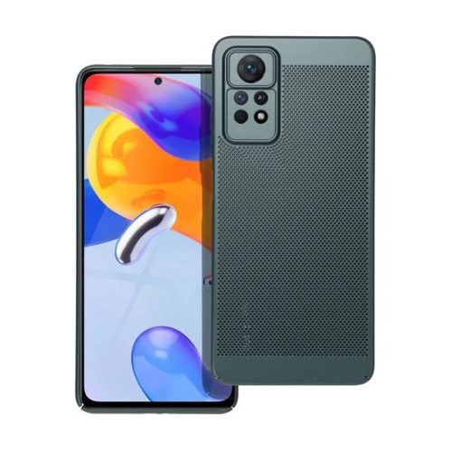 Xiaomi Redmi Note 11 Pro / Note 11 Pro 5G / Note 11E Pro / Note 12 Pro 4G, Műanyag hátlap védőtok, légáteresztő, lyukacsos minta, Breezy, sötétzöld