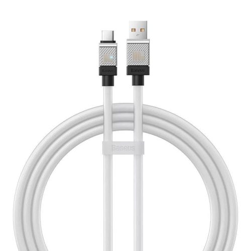 USB töltő- és adatkábel, USB Type-C, 100 cm, 6000 mA, 100W, törésgátlóval, gyorstöltés, Baseus Coolplay, CAKW000602, fehér