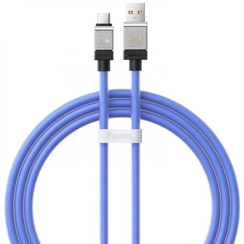 USB töltő- és adatkábel, USB Type-C, 100 cm, 6000 mA, 100W, törésgátlóval, gyorstöltés, Baseus Coolplay, CAKW000603, kék