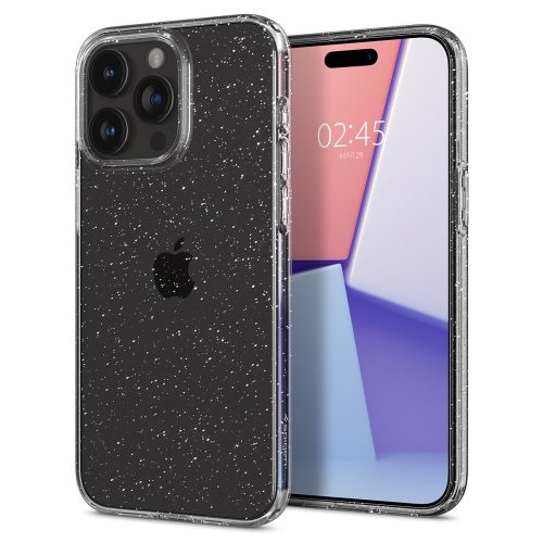 Apple iPhone 15 Pro Max, Szilikon tok, Spigen Liquid Crystal Glitter, átlátszó