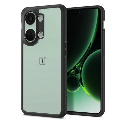 OnePlus Nord 3, Műanyag hátlap védőtok + szilikon keret, Spigen Ultra Hybrid, átlátszó/fekete