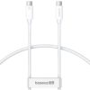 USB Type-C töltő- és adatkábel, USB Type-C, 100 cm, 240W, törésgátlóval, gyorstöltés, PD, Baseus Superior 2, P10365200211-02, fehér