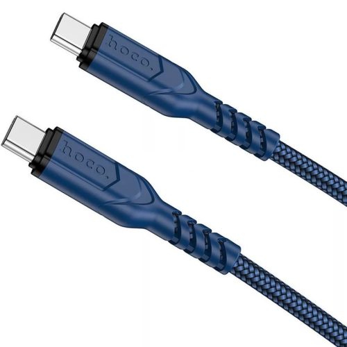 USB Type-C töltő- és adatkábel, USB Type-C, 200 cm, 3000 mA, 60W, törésgátlóval, gyorstöltés, PD, QC, cipőfűző minta, Hoco X59 Victory, sötétkék