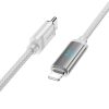 USB Type-C töltő- és adatkábel, Lightning, 120 cm, 27W, 2400mA, törésgátlóval, LED kijelzővel, gyorstöltés, PD, Hoco U127, ezüst