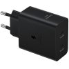 Hálózati töltő adapter, 50W, 2 x USB Type-C aljzat, USB Type-C - USB Type-C kábellel, PD, PDO, PPS, gyorstöltés, Samsung, fekete, gyári