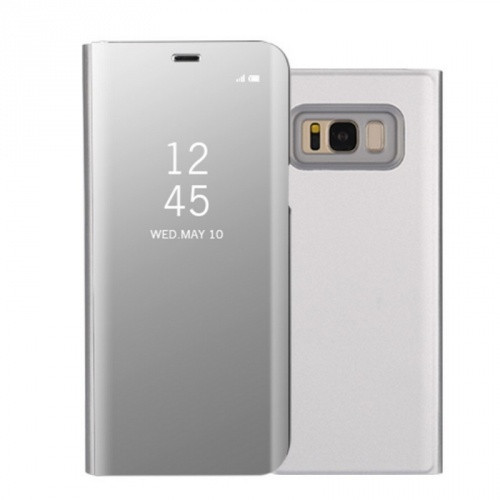 Samsung Galaxy S8 SM-G950, Oldalra nyíló tok, hívás mutatóval, Smart View Cover, ezüst (utángyártott)