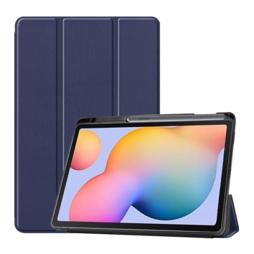 Samsung Galaxy Tab S6 Lite 10.4 (2020 / 2022 / 2024) SM-P610 / P615 / P613 / P619 / P620 / P625, mappa tok, Trifold, érintőceruza tartó, sötétkék