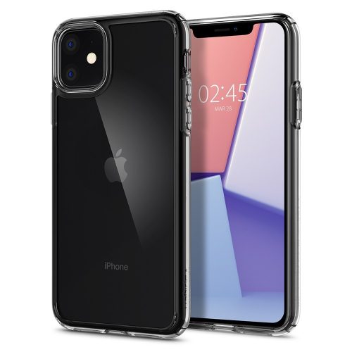 Apple iPhone 11, Műanyag hátlap védőtok + szilikon keret, Spigen Ultra Hybrid, átlátszó