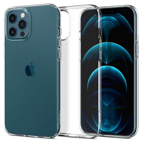 Apple iPhone 12 / 12 Pro, Szilikon tok, Spigen Liquid Crystal, átlátszó