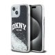 DKNY Liquid Glitter Arch Logo iPhone 14 hátlap tok, fekete