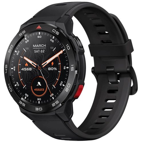 Bluetooth okosóra, szilikon szíj, fémház, v5.3, AMOLED kijelző, aktivitás és egészség mérő, vízálló, Mibro Watch GS Pro, fekete, gyári