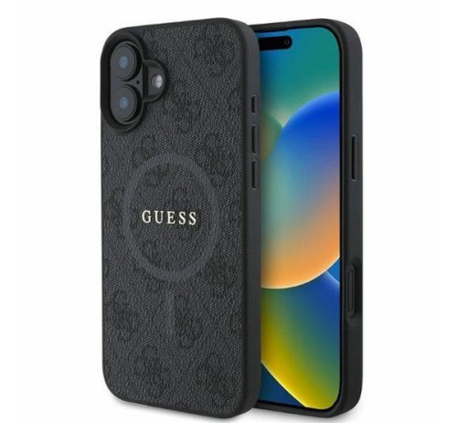 Guess 4G Ring Classic Logo Apple iPhone 16 hátlap tok, fekete